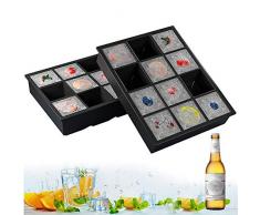 Bac à Glaçons en Silicone, 2 Pcs Moules à Glaçons Réutilisable avec 12 Compartiments, Moule de Cube de Glace pour Eau, Cocktail, Whisky, Purées de bébé