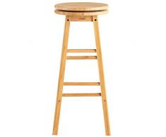 VonHaus Tabouret de Bar Rotatif en Bois de Bambou pour Cuisine Petit-Déjeuner 70 cm