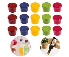 Guanici Silicone Bouchon à vin Anti Bouchon de Bouteille de vin en Silicone Rond Bouteille Silicone réutilisable vin Caps Bouchon de Bouteille pour Champagne vin et bière ou Boissons 15 pièces