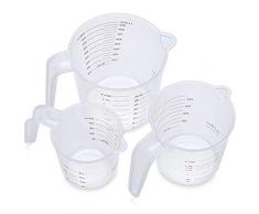 Pinase Lot de 3 verres doseurs en plastique avec graduation 250/500/1000 ml