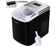 Machine à Glaçons, Morpilot LCD Ice Maker, 2 Tailles de Glaçons, 9 Glaçons par 5-7 Mins, 12kg en 24h, Réservoir de 2,1L, Silencieuse, Dauto-nettoyage, pour la maison, le bar, le restaurant, etc.