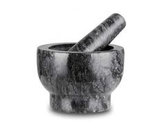 Velaze Mortier et Pilon Cuisine en Marbre, Pierre Naturelle, Broyeur à Epices Solide et Durable, Diamètre de 13cm, Emsemble de Mortier, Anthracite