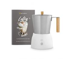 Mousseur à lait électrique en acier inoxydable, 600W, 4 programmes pour la mousse de lait froide ou chaude, Capacité de 250ml, Protection contre la surchauffe grâce à larrêt automatique