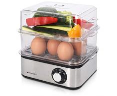 Navaris Cuiseur à Œufs Électrique INOX - Appareil pour 1 à 16 Œufs - Œuf Dur Mollet Poché ou à la Coque - Cuisson Vapeur Légumes Possible