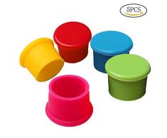 siming Silicone Bouchons à Vin, 5PCS Bouchon de Bouteille Rond Capsules de Bière Champagne Bière Cidre Liège Bière Cap