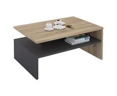 IDIMEX Table Basse Adelaide, Table de Salon rectangulaire avec Compartiment de Rangement Ouvert, en mélaminé décor chêne Sonoma et Gris Mat