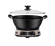 FUDIV Articles ménagers Wok Électrique Extra Profond Wok Poêle Électrique De Qualité Professionnelle Corps en Acier Inoxydable Cuisinière 4,5L, 2100W, Noir