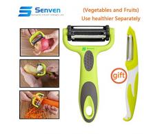 Senven 3 en 1 Éplucheur- Idéal pour peler les pommes de terre, les carottes et divers fruits et légumes. Convient aux droitiers et aux gauchers, poignée antidérapante - 2Pcs