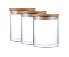 Justyou 500ML Bocal en verre, Verre à Haute Teneur en Borosilicate Cylindre Récipient de Stockage de Nourriture Hermétique Canister Jar, Paquet de 3
