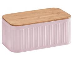 Zeller 25160 Boîte à Pain avec Couvercle Bambou, boîte à Pain, métal, Rose, 30 x 18 x 13 cm