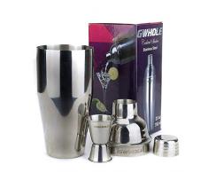 GWHOLE Kit Shaker à Cocktail en Inox 750ml avec Filtre Interne, Doseur à Double Mesure (1/2 et 1 oz)