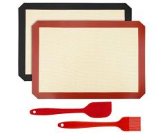 Mitening Tapis de Cuisson en Silicone 2 Pièces 100% sans BPA Anti-Adhérent Toile Feuille de Cuisson Patisserie, Toile de Cuisson Silicone Saine, Réutilisable, Facilement Lavable (42 x 29,5 cm)