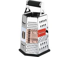 [6-côtés] Trancheuse à fromage-râpe-légumes-acier inoxydable - 9,5 pouces de hauteur, poignée en caoutchouc, fond antidérapant en caoutchouc - par KICHLY