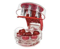 Dénoyauteur, multi dénoyauteur pour cerises, de noyaux de cerises, retrait de graines à pression facile avec 6 dénoyauteurs pour cerises rouge