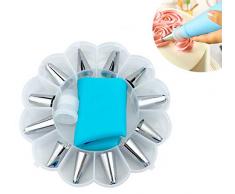 UniqueStore 14pcs Douilles Pâtisserie, Poche à Douille Accessoires de Décoration en Acier Inoxydable 304 Décoration de Gâteaux pour Tarte, Biscuit, Pâtisserie, Bonbon, Gâteau, Cupcakes et Cookies