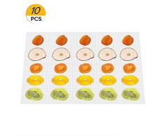 Kwasyo Pack de 10 Anti-adhésif Tapis de silicone, pour Déshydrateur Alimentaire, 38 * 28cm, Flexible, Lavable et Réutilisable