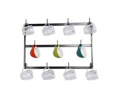 MWPO Porte-gobelet Mural en métal à 3 Niveaux / 5 Niveaux Porte-Verres à vin Noir à lenvers Porte-gobelet à bière Cuisine Tasses à café Présentoirs