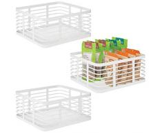 mDesign panier en métal polyvalent (lot de 3) – panier de rangement pour cuisine, garde-manger, salle de bain, etc. – corbeille de rangement universelle & compacte 30,5 cm x 33,0 cm x 15,2 cm – blanc