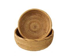 Set de 2 Paniers de service en osier tissé pour pain, collations aux fruits et légumes | Restaurant rustique à la main Salle à manger de table servant daffichage panier