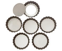 webake Plat a Tarte Lot de 6 Moule à Tartelettes Moule avec Fond Amovible en Acier Golden Couleur Revêtement Anti-adhésif Ø10 cm