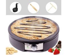 Duronic PM152 Crêpière électrique de 1500W | Plaque de cuisson antiadhésive et démontable de 37 cm | Accessoires inclus | Température ajustable | Crêpes sucrées, galettes salées, pancakes et omelettes