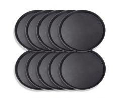Schramm® 10 pièces Gastro Tray 35cmx2cm Rond Noir Paquet de 10 avec revêtement antidérapant Bord Haut Plateau de Serveur Plateau de Serveur Gastro Tray