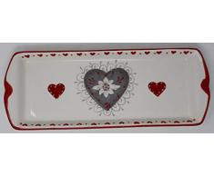 TERRE ET COULEURS Plat à Cake céramique Coeur Edelweiss 35.5 x 13.5 cm
