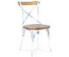 Alterego Chaise de cuisine 'RANCH' en bois finition Noyer effet vieil