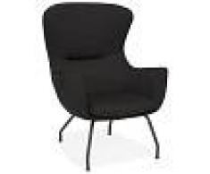 Alterego Fauteuil à oreilles 'MAVRIK' en tissu noir