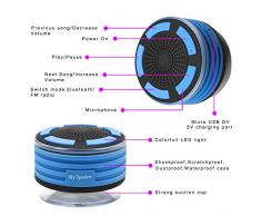 Radio de douche, Enceinte Etanche, Portable, Bluetooth et Stereo pour la Douche, sans Fil, Haut Parleur avec Ventouse, Anti Choc et Waterproof, Stereo Bluetooth, compatible IOS, Android et autres peripheriques avec fonction Bluetooth.Unodeco U028