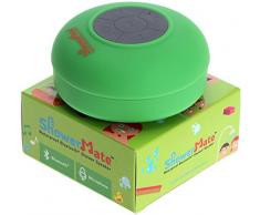 Enceinte Haut-Parleur sans Fil Bluetooth pour la Douche Shower-Mate, Radio de Douche étanche avec Kit Main Libre et Micro Intégré, Compatible avec Tout Appareil Bluetooth (Vert)