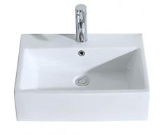 Eridanus Série Monterosso, Vasque à Poser Suspendu Rectangulaire Salle de Bain Lavabo en Céramique Lave-Mains L54*L41*H15cm