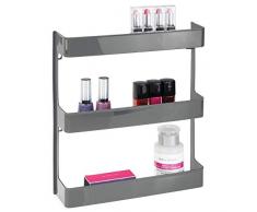 mDesign étagère de rangement pour salle de bain – étagère murale en plastique à 3 niveaux – rangement salle de bain pour produits de soin, médicaments ou articles cosmétiques – gris ardoise