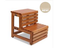 Tabouret de salle de bain En bois massif imperméable Protection anticorrosion Antidérapant Double couche Banc de marche Echelle Escabeau Marche-pied Pied de baril de bain Pédale de pied de baignoire P