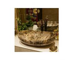 Évier ovale comptoir dart Céramique Marbre Art Vasque À Poser Lavabo For Salles De Bains, Vestiaires, Hôtels, Restaurants (Color : Color 1)