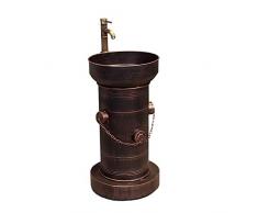 ASDUU Lavabo, lavabo sur Pied au Sol de Style Industriel Iron Art Loft (Couleur: Cuivre Rouge)