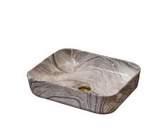 ZTGL Lavabo Marbre, Vasque à Poser en Céramique Lavabo Salle de Bain Lave-Mains, 50 x 40 x 13.5 cm