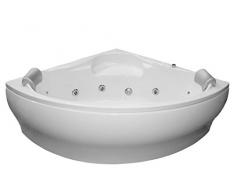 Whirlpool Baignoire Caraïbes Basique MADE IN GERMANY 140 x 140 + 150 x 150 cm avec 13 Jets De Massage + Sous l'eau éclairage / Lumière + Balboa + SANS Installations Baignore d'angle Jakuzzi Spa ronde Baignoire d'angle intérieur pas cher