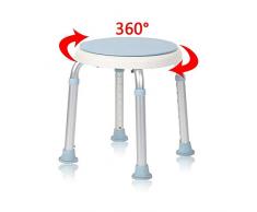 MCTECH Tabouret de Douche Réglable en Hauteur Siège de Douche avec 360°siège pivotant