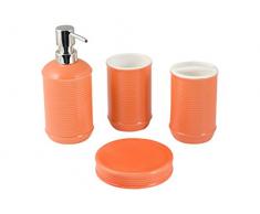 H&H Milano Set de Salle de Bains, Faience, Orange