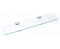 Étagère en verre trempé pour salle de bains/chambre/bureau avec finition chromée 500 x 100 mm et 6 mm d’épaisseur