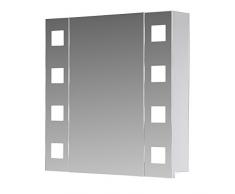 Eurosan New York, NY80 armoire de toilette à miroir, éclairage LED intégré, 1 porte, 80 x 62 cm (largeur x hauteur), coloris blanc