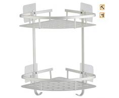 Hawsam sans Forage Etagère dangle Etagère de Douche Etagère de Salle de Bain - Aluminium Antirouille Stockage Rangement 2Tablettes pour shampoing Savon