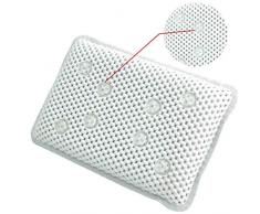 Oreiller de Baignoire, Fuibo Coussins de Bains Coussin de Baignoire avec Silicone Baignoire Bouchon pour Bain Spa Baignoire et Douche (Blanc)