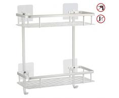 Hawsam Etagère de Douche Etagère de Salle de Bain sans Forage Aluminium Antirouille Stockage Rangement 2 Tablettes pour Shampoing Savon