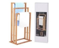 porte serviette en bois bambou 3 bras pour salle de bain