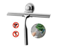 UEOTO Raclettes de Douche, en Acier Inoxydable Accessoire pour Salle de Bain/vitre/Miroir/fenêtre de Voiture Cuisine Nettoyage, écran raclette de Douche avec Ventouse Crochet de Suspension
