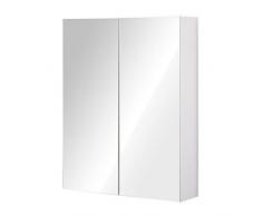 Armoire de toilette/salle de bain à miroir murale 2 portes 2 étagères fermeture en douceur MDF 60L x 15l x 75Hcm blanc neuf 32