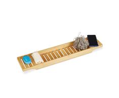 Relaxdays Pont de baignoire en bambou HxlxP: 4,5 x 68,5 x 14,5 cm plateau de bain tablette de baignoire salle de bain, nature