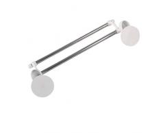 sourcing map Salle Bains Tige métallique fixée au Mur Double Ventouse Crochet Porte Serviettes Chauffant Longueur 47cm